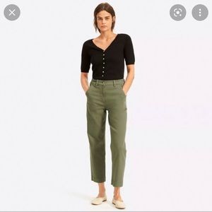 Green Everlane Straight Leg Crop Pants - short